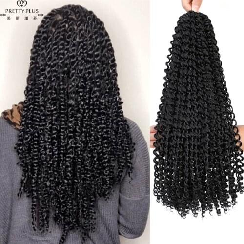 Prettyplus 18Inches Long Passion Twist Crochet Braiding Hair Black Brown Ombre Kanekalon Afro Kinky Synthetic Hair For Women