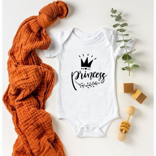 Cute Crown Princess Funny Newborn Baby 100% Cotton Romper Infant Baby Girl Short Sleeve Jumpsuit Newborn Clothes