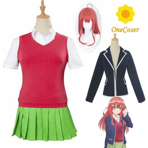 The Quintessential Quintuplets Anime Nakano Itsuki Cosplay Costume Long Wig Jacket Shirt Skirt Sweater Girl Suit School Uniform
