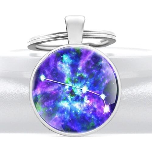 Best Aries Zodiac Star Sign Horoscope images Glass Dome Key Chain Charm Astrology Jewelry Gifts Key Ring