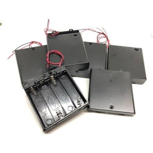 MasterFire 500pcs/lot Plastic 4 X 1.5V AA Battery Holder Storage Box 6V Batteries Case Cover With OFF/ON Switch Wires