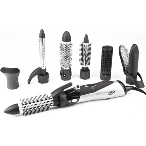 7 in 1 Multifunctional Volumizer Rotating Hair Brush Comb Styling Hair Dryer Straightening Curling Heating Hair Brush Care 2021