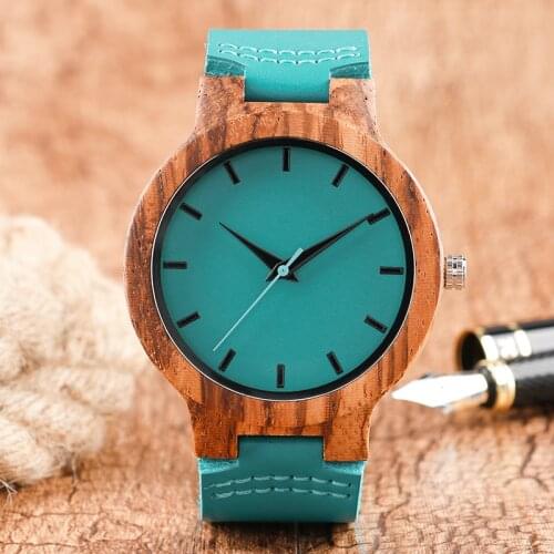 Fashion Creative Wood Watches Mens Nature Bamboo Handmade Wristwatch Blue Quartz Watch Male Sports Dress Watches Montre en bois