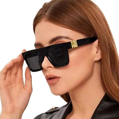 Unisex Fashion Ladies Square Sunglasses Goggles Shade Oversized UV400 Eyewear Retro Brand Designer Ladies Luxury Sunglasses