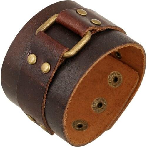 Genuine Leather Hot Sale Brown Wrap Charm Punk Bracelets For Men New Arrival Adjustable Women Vintage Bracelets