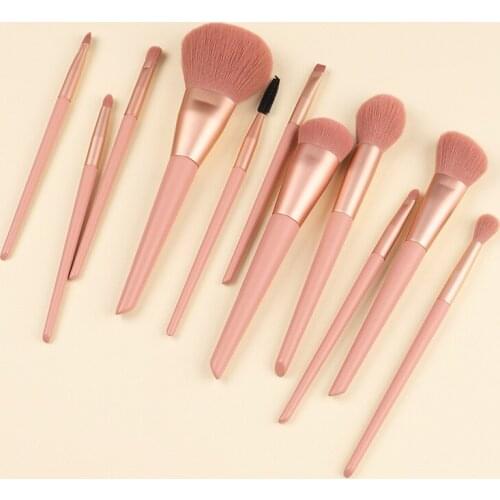 11pcs/Set Professional Pink Makeup brushes Set Powder Foundation Blusher sculpting Highlighter Eyeshadow crease smudge eyebrow