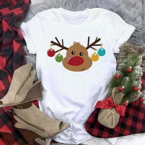 New Arrival Fashion Trend T-shirt Cute Graphic Xmas Printed Female T shirt Casual Round Crew Neck Ladies Harajuku Style Tshirt