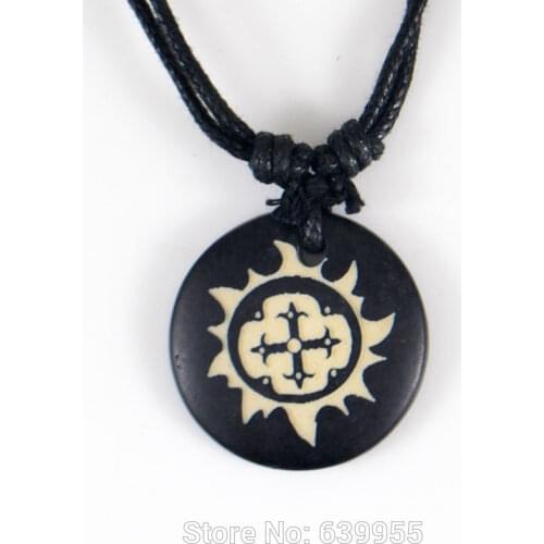 Coptic Orthodox Cross yak bone Pendant Amulet Necklace Lucky Gift Tribal Fashion Jewelry