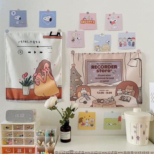 Hanging Cloth Background Fabric Ins Girl Room Decoration Dormitory Bedroom Wall Bedspread Cloth anime tapestry