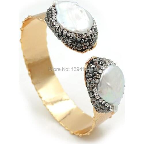 2 Pearl Pave CZ Combination Thread Bracelet Adjustable 2.5 Inch