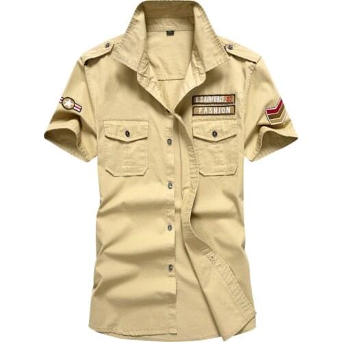 2020 Brand Plus Size M-6XL Army Military Shirt Mens Shirts Cotton Short Sleeve Summer Casual Shirt Men Camisa Masculina