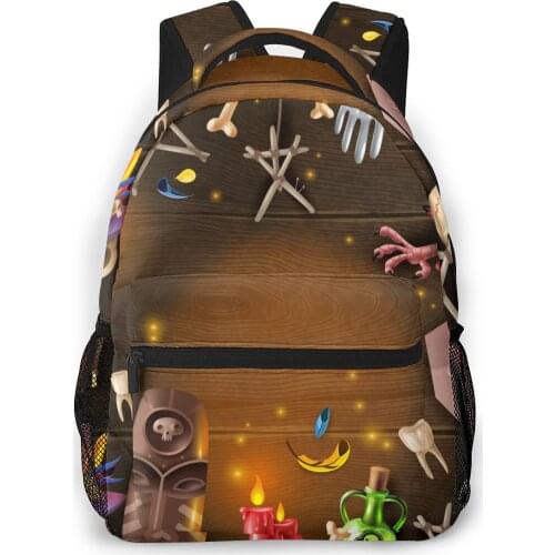 Backpack Shoulder Bag For Teenage Girls Mystery Magical Attributes Skull Candlelight Doll Pins Bagpack Ladies School Backpack