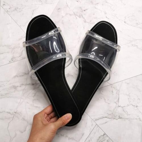 2021 New Summer Womens Fashion Sandals Flat with Ladies Transparent Color Beach Shoes Outdoor Trend Slip-on Slides Woman