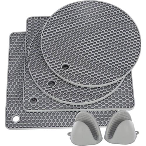 Silicone Trivet, 6Pcs Extra Thick Silicone Table Mat With Pot Holder, 18.5cm Heat Resistant for Kitchen Cooking