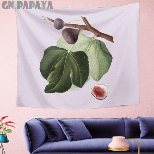 Fresh style friuts wall hanging painting Fig Tapestries kids room light purple cute Wall Tapestry Hanging Home Decor GN.PAPAYA