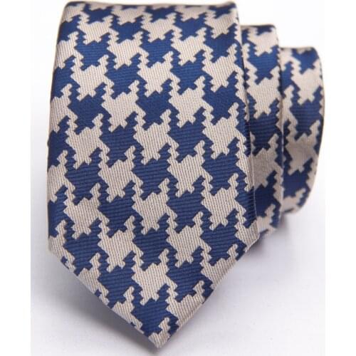 Dark blue houndstooth patterned skinny tie with patterns narrow ties