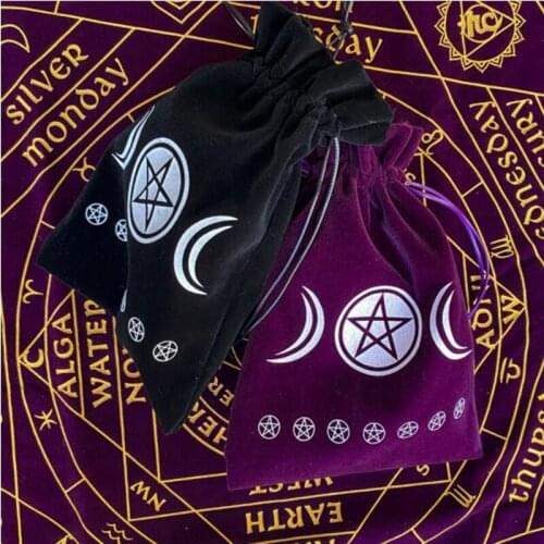 Three Moon Phase Tarot Card Dedicated Card Bag Card Small Object Jewelry Crystal Stone Storage Bag Dice storage box