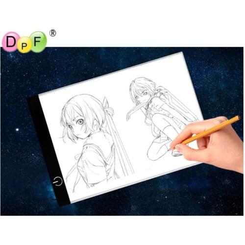 Ultra-thin A4 LED light template touchpad, dimmable for EU / UK / AU / US / USB plug, diamond embroidery or painting