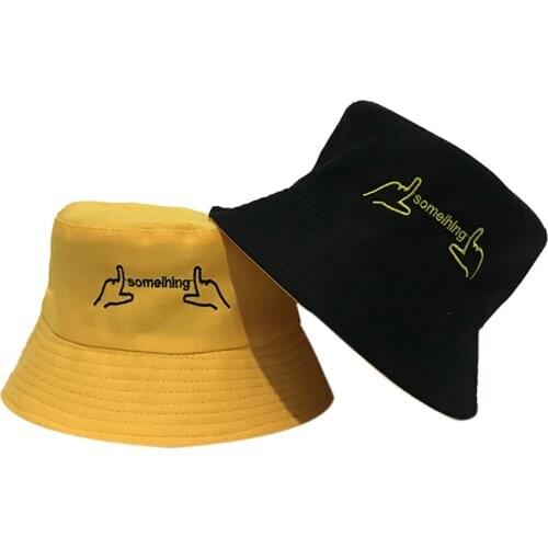 2021 Spring Neutral Bucket fishing Hats Sunscreen sun cap Smiley Double-sided wear Spring lady fisherman hat Black White