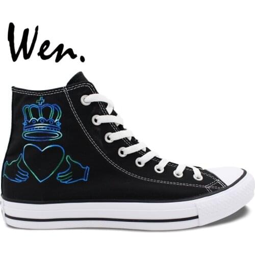 Wen Men Womens Hand Painted Shoes Design Custom Simple Minds High Top Canvas Sneakers Men Womens Christmas Gifts