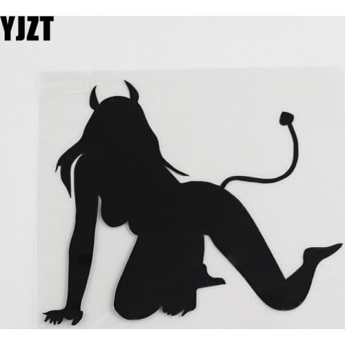 YJZT 12.3CMX10.2CM Girl Love Sexy Damn Halloween Biker Decal Vinyl Car Sticker Black/Silver 8A-0408