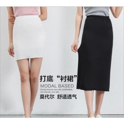 Woman Skirt Under Dress Intimate Modal Half Slip Dress Womens Lingerie Invisibly Smooth Petticoat LongUnderskirt SlipDressSatin