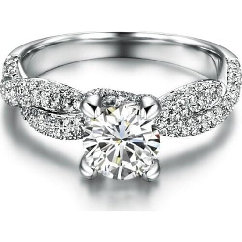 2 Carat Solid 18K 750 White Gold Four Prongs Diamond Anniversary Ring For Women Original Solid Gold AU750 Ring