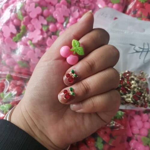 20pcs 3D Resin Cherry Charms Nail Art Decorations Accessories ,DIY Fruit Cherries Manicures Rhinestones Nails Salon