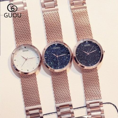 2019 Top Brand Fashion Luxury Rose Gold Mesh Watch Ladies Quartz Wrist Watches Women Elegant Dress Female Clock zegarek damski
