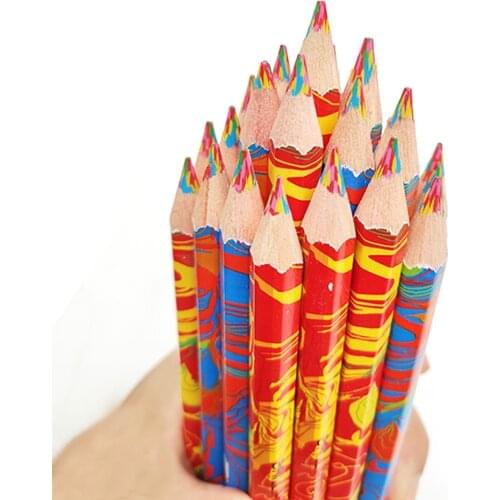 4 in 1 MulticolorCute Art Colored Pencil Wooden Pencils for Drawing Graffiti Pen Kids Crayon Marker Pens School Supplies