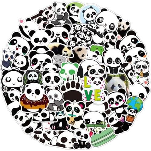 50 Pcs/Set Cute China Panda PVC Waterproof Stickers Scrapbooking Laptop Travel Luggage Cool Funny Bear Animal Graffiti Sticker