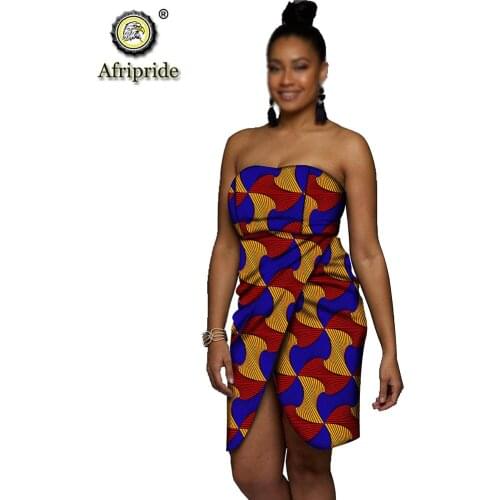 African dresses for women strapless sexy party mini dress wax cotton print dashiki dress ankara wax batik AFRIPRIDE S1925076