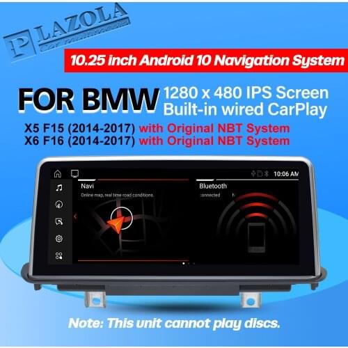 PLAZOLA Android 10 Car Multimedia Player 10.25" For BMW X5 F15 X6 F16 2014-2017 NBT Navigation GPS CarPlay BT Audio Auto Stereo