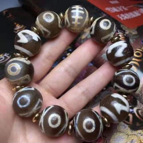20mm*11mm Rare and different Paterns Dzi Beads Bracelet Natural Stone Folk Collections Men and Womens Jewelry
