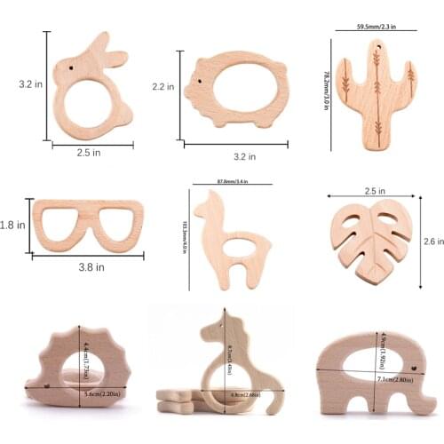 Lets Make Wooden Teether 20pc Natural Wooden Animal Hedgehog Porcupine Teething Rattle Montessori Inspired Nursing Pendant