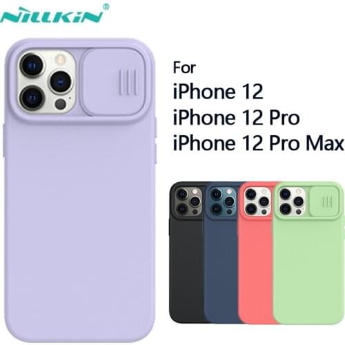 For Apple iPhone 12 Pro Max Case Nillkin CamShield Silky Magnetic Silicone Lens Protection Back Cover Casing