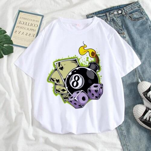 T-shirt Harajuku Female Gothic Short-sleeved T Shirt Summer Casual Fashion Top Womens Tshirt Clothing Poker Dice Printed Female