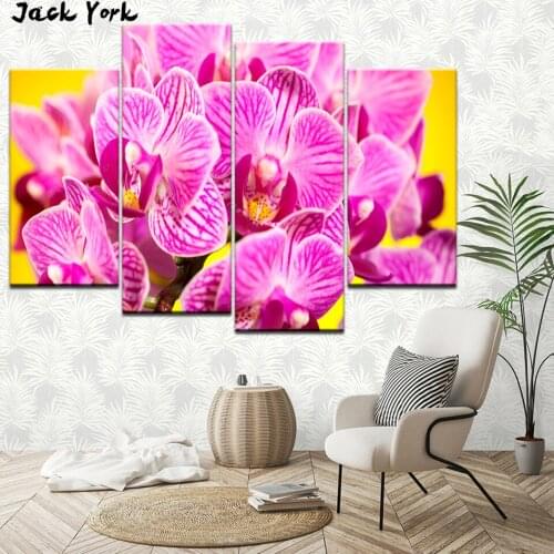 Canvas Painting orchid flower zen decor 4 Pieces Wall Art Painting Modular Wallpapers Poster Print Home Decor free shipping