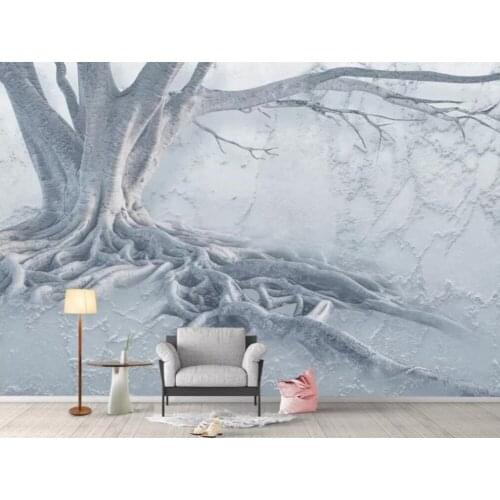 Artistic sense tree root relief 3d TV background wall decoration wallpaper murals