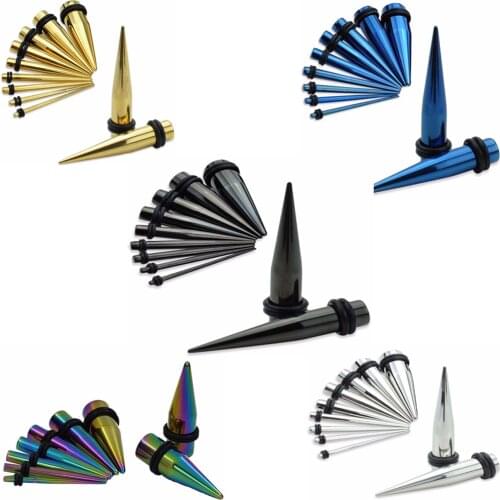 2pcs Stianless Steel Titanium Anodized Ear Taper Expander Ear tunnel Plus Piercing Gauge Plug Strethers Body Jewelry 2mm-10mm
