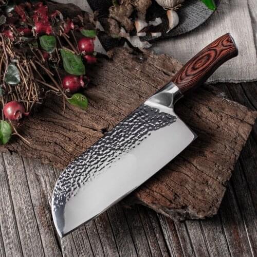 Handmade Hammer Shaped Kitchen Slicing Knife Women Multipurpose Cooking Knife Household Stainless Steel Chef Cuisine Tool Knives