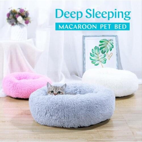 Macaroon Kennel Dog Bed Comfortable And Soft Fall Winter Warm Round Pet House For Dog Anti Skid Design Deep Sleeping Cat Supplie