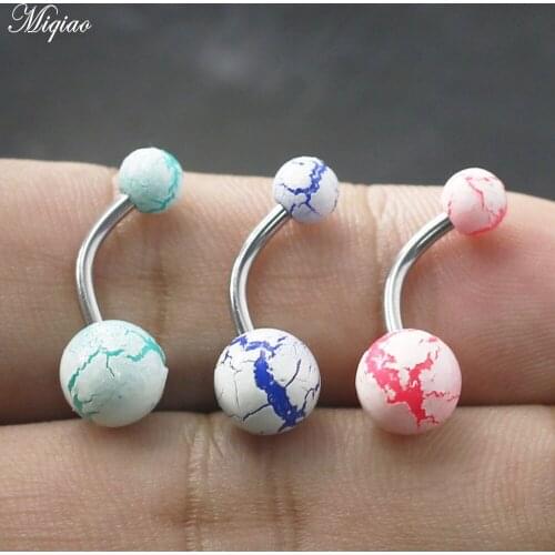 Miqiao 1 Pcs European and American Hot Style Stainless Steel Hypoallergenic Three-color Acrylic Belly Button Nail