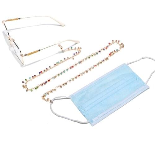 Fashion Face Mask And Glasses Neck Strap Lariat Lanyard Necklace Anti Slip Multicolor Rhinestone Women Wedding Party Jewelry,1PC