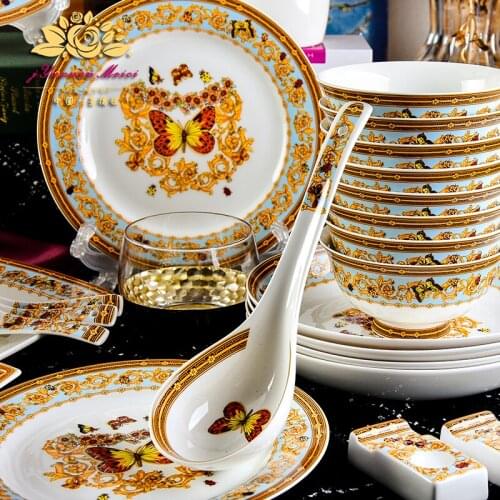 Bowl set high grade bone china bowl plate European tableware set single item free matching underglaze Technology