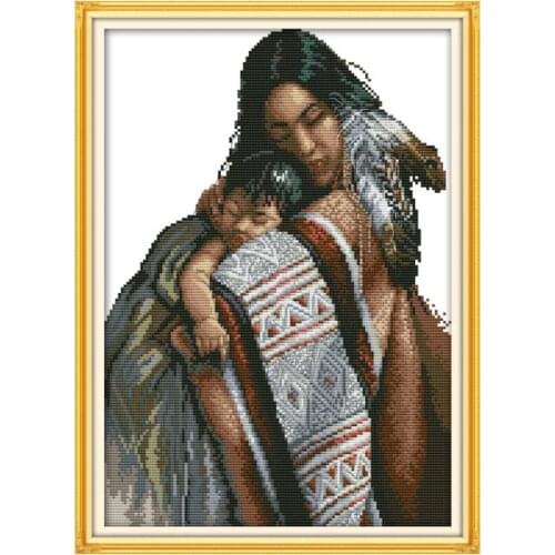 Mother and daughter cross stitch kit aida 14ct 11ct count print canvas stitches embroidery DIY handmade