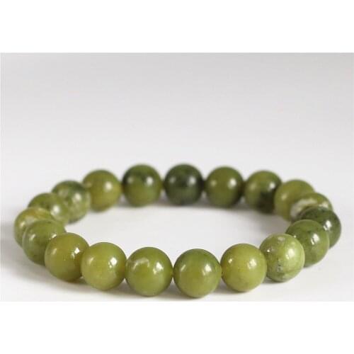 Natural Green Fruit Stone 10mm Beads Strand Men Bracelets For Women Homme Femme Wholesale Jewelry 20pcs/lot Fast Shipping