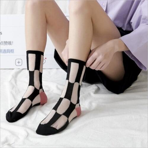 New Female Card Stockings, Paimu Japanese Dislocation Stitching Hollow Striped Tube Socks, College Wind Piled Tide Stockings