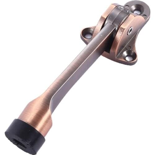 Foot Operated Kickdown Door Stop One-touch Flip Door Holder Rubber Buffer Home Door Mounted Stopper Anti-collision