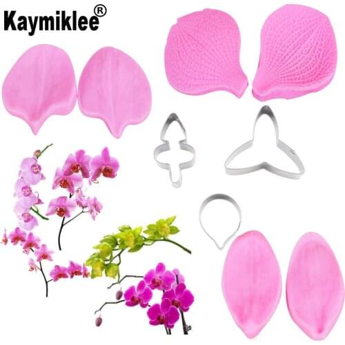 Orchid Petal Veiner &Cutter Flower Silicone Mold Gumpaste Sugarcraft Fondant Mould Cake Decorating Tools CS183